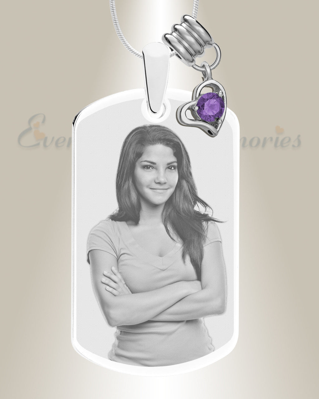 Large Photo February Dog Tag Stainless Engraved