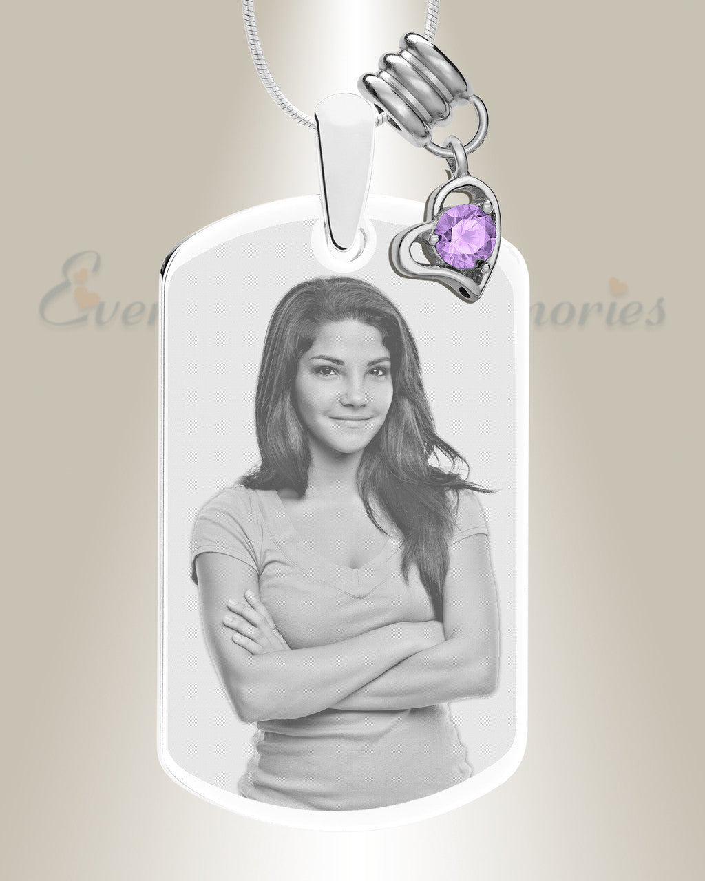Large Photo June Dog Tag Stainless Engraved