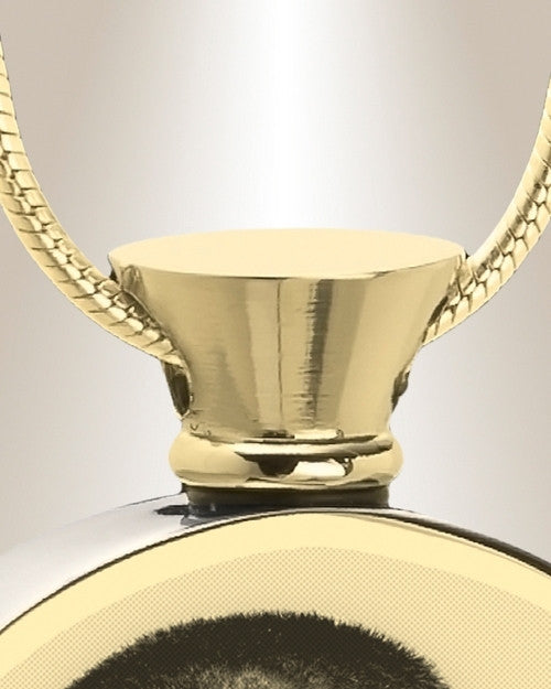 Round Gold Plated Photo Engraved Ash Pendant