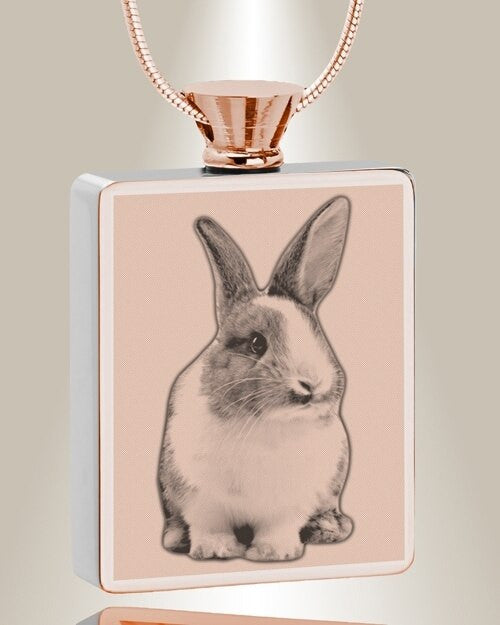 Rectangle Rose Gold Plated Photo Engraved Pet Ash Pendant