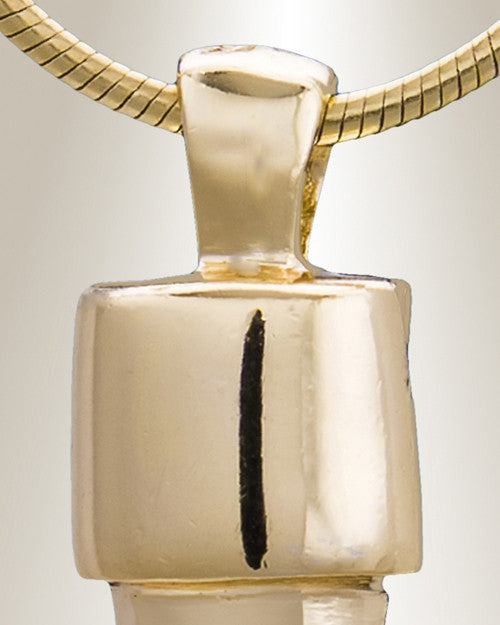Gold Plated Simple Cylinder Cremation Jewelry