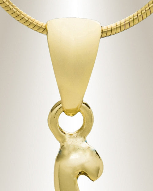 Gold "K" Initial Cremation Jewelry