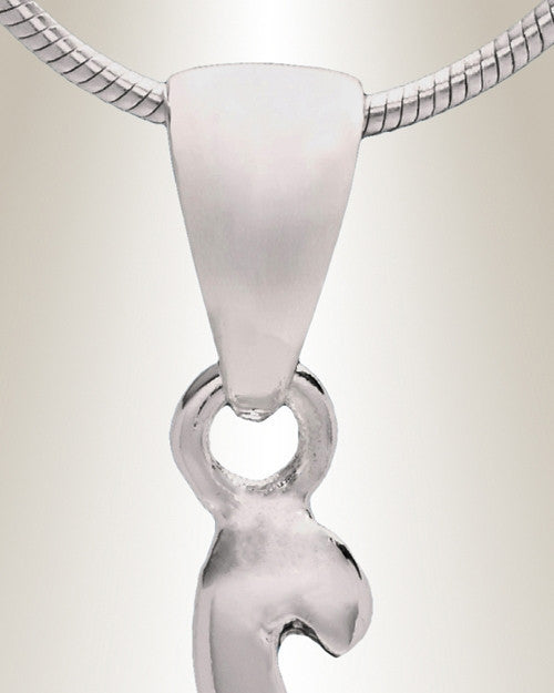 Silver "K" Initial Cremation Jewelry