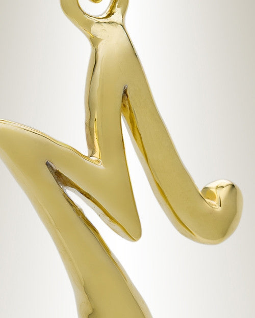 Gold "M" Initial Cremation Jewelry