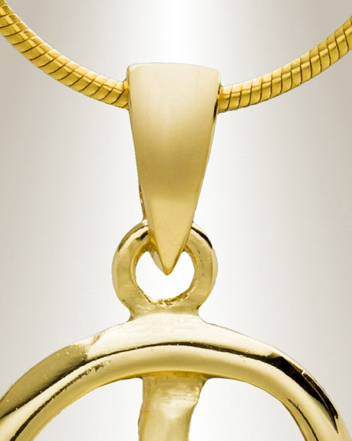 Gold "P" Initial Cremation Jewelry