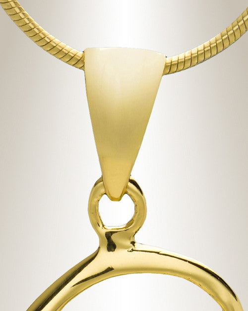 Gold "Q" Initial Cremation Jewelry
