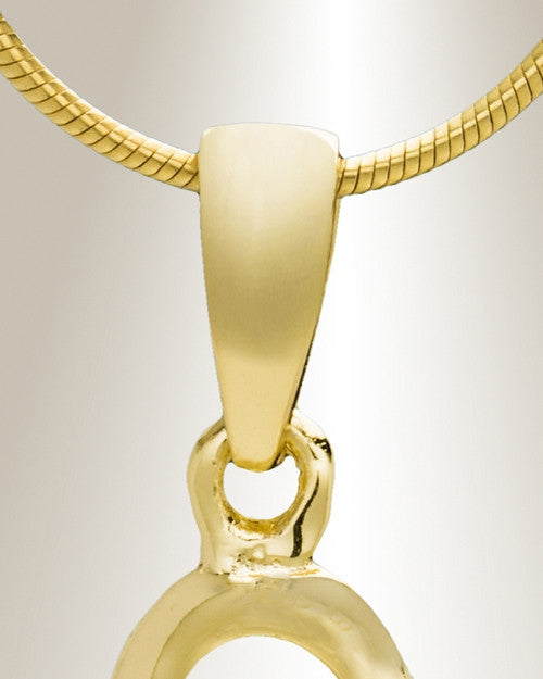 Gold "V" Initial Cremation Jewelry