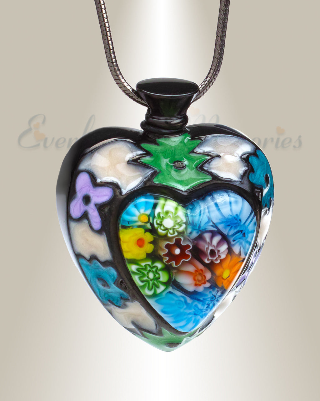 Black Lavish Heart Cremation Jewelry