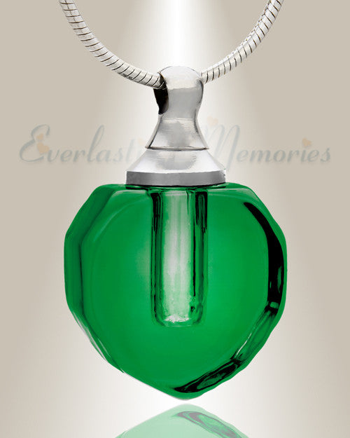 Glass Locket Green Envious Teardrop Cremains Jewelry