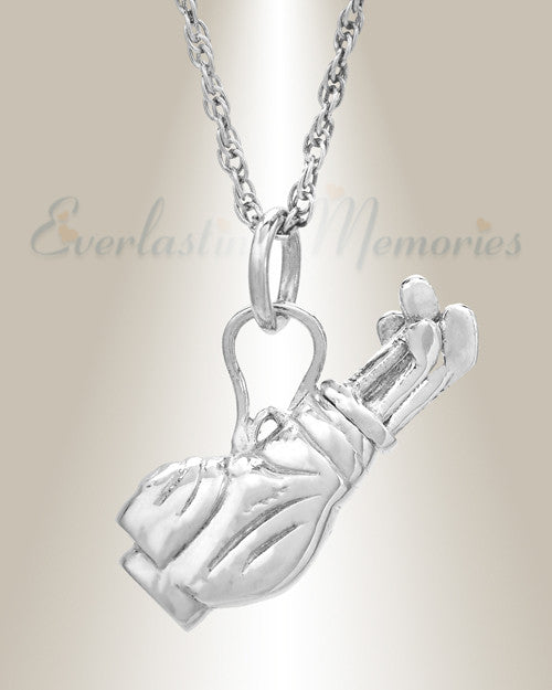 White Gold Golf Clubs Memorial Pendant