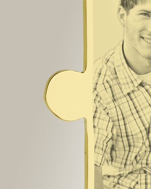 Large Puzzle Piece Photo Engraved Gold Plated Pet Keepsake