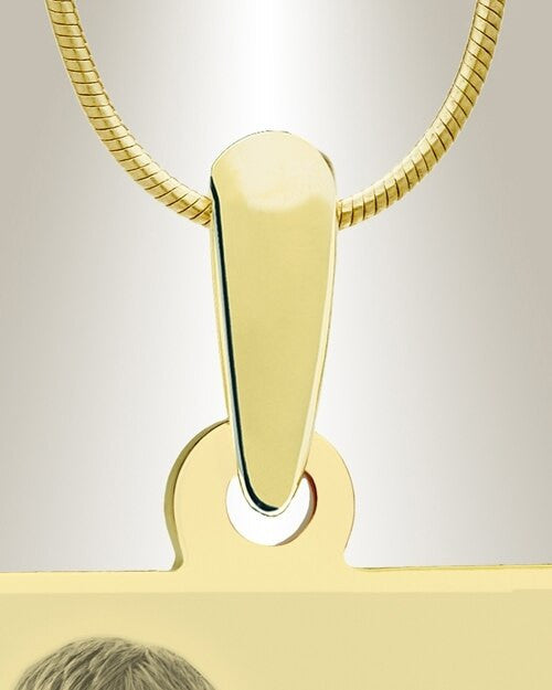 Large Puzzle Piece Photo Engraved Gold Plated Pet Keepsake