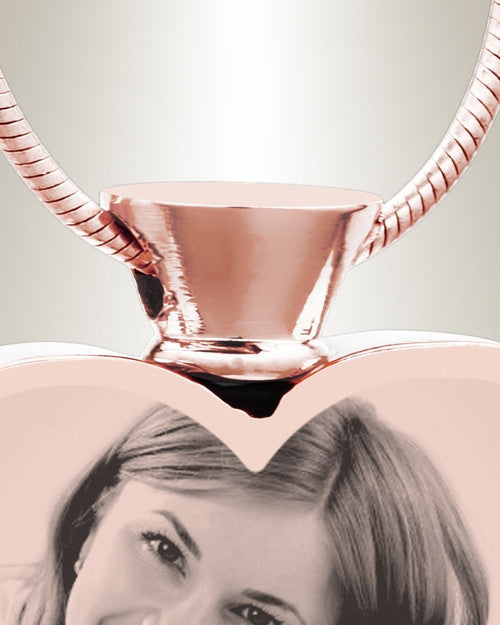 Heart Rose Gold Plated Picture Engraved Ash Pet Pendant