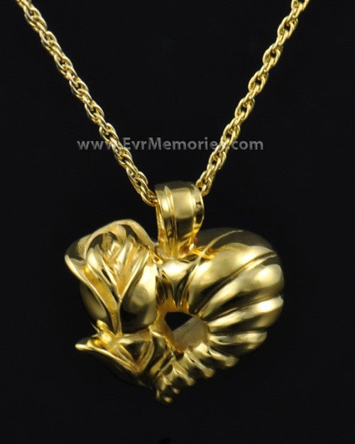 Gold Plated Flower Heart Cremation Charm-evr667gv