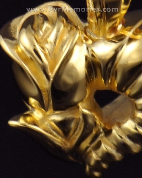 Gold Plated Flower Heart Cremation Charm-evr667gv