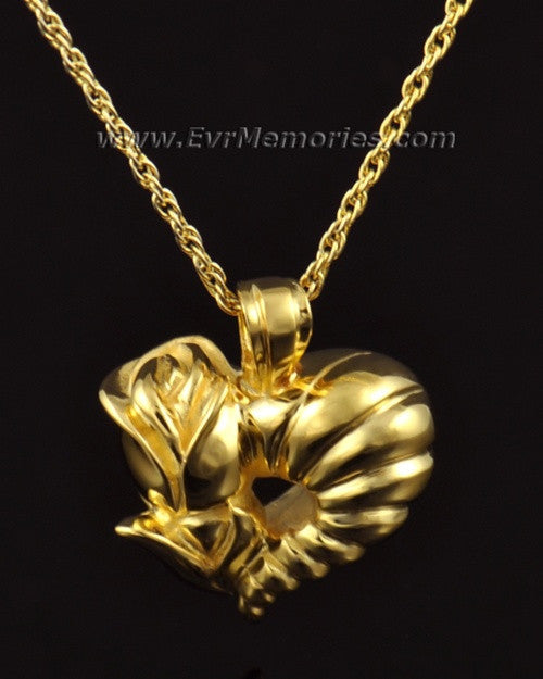 14k Gold Flower Heart Cremation Charm