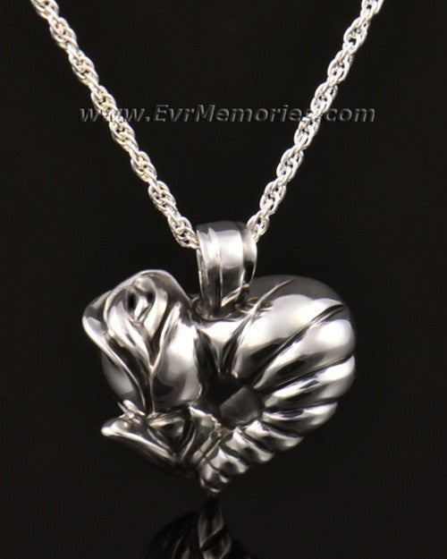 14k White Gold Sterling Silver Flower Heart Cremation Charm