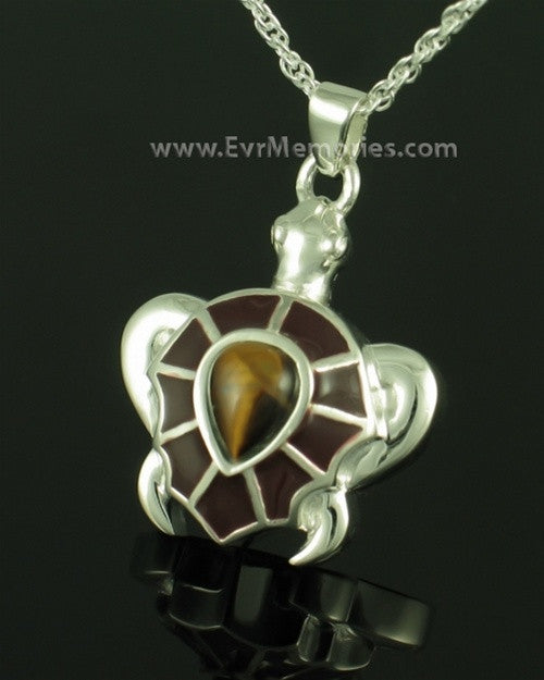 Sterling Silver Amber Turtle Locket Jewelry