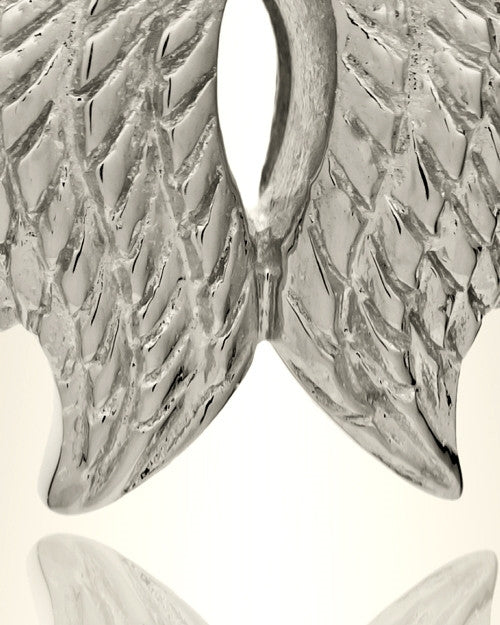 14k White Gold Feathered Heart Cremation Charm