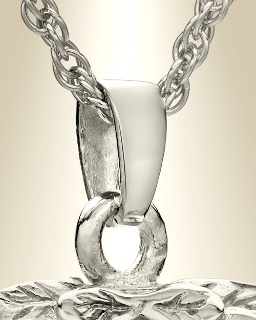 14k White Gold Feathered Heart Cremation Charm