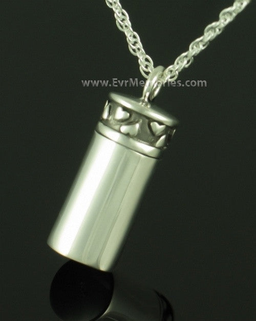 Sterling Silver Hearts Cylinder Ash Pendant