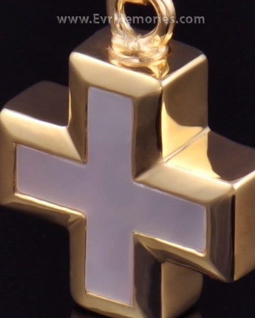 14K Gold Plated Oceanic Cross Jewelry Urn