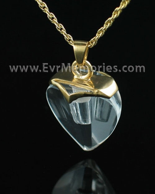 Gold Plated and Crystal Heart Urn Necklace
