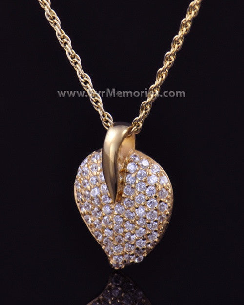 14K Gold Plated Blaze Heart Cremation Keepsake