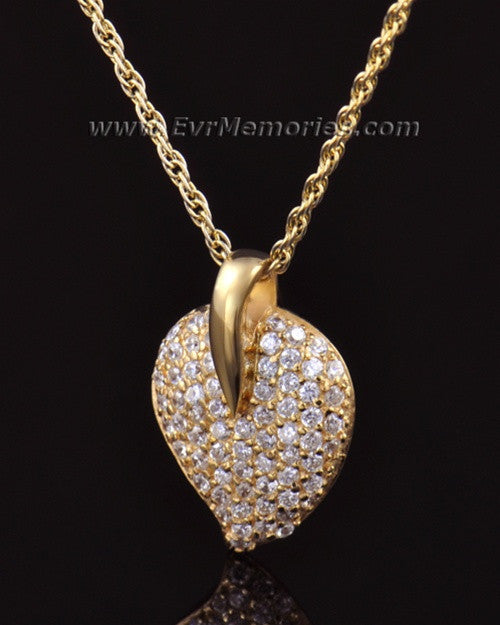 14K Gold Blaze Heart Memorial Locket