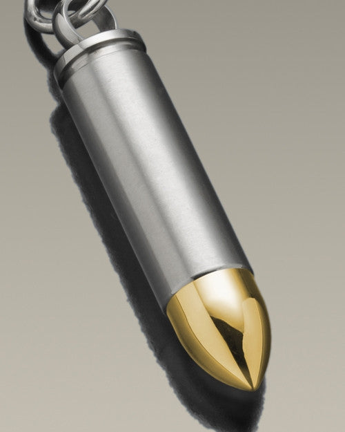 357 Magnum Bullet with Gold Tip Keychain Cremation Keepsake