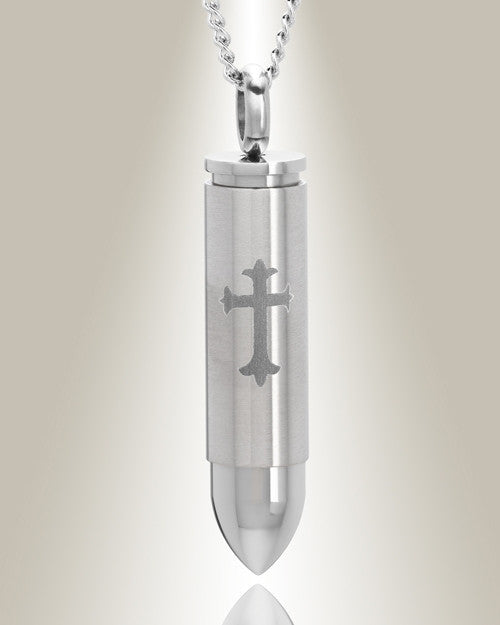 357 Magnum Bullet with Cross Cremation Keepsake