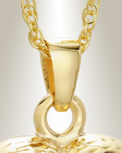 Gold Vermeil Daisy Heart Cremation Urn Keepsake