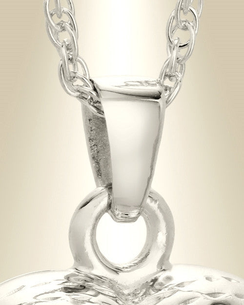 14K White Gold Daisy Heart Cremation Keepsake