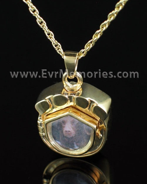 Gold Vermeil Photo Paw Urn Necklace