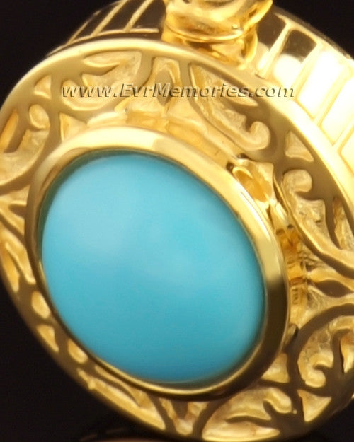 14K Gold Turquoise Urn Locket