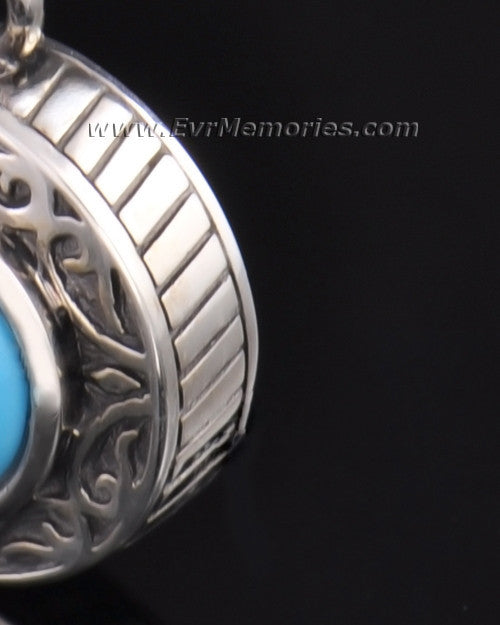 Sterling Silver Turquoise Cremation Urn Keepsake