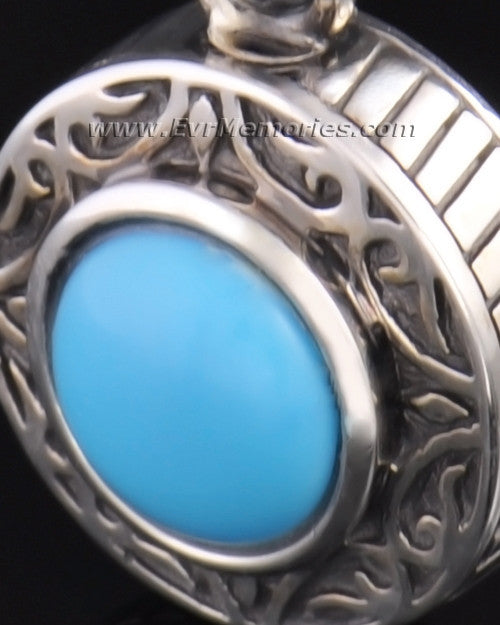 Sterling Silver Turquoise Cremation Urn Keepsake