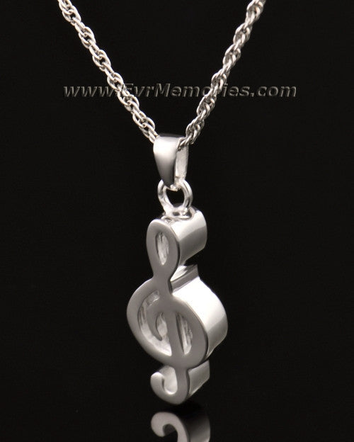 14K White Gold Music Note Memorial Locket