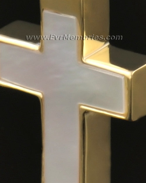14K Gold Pearly Cross Funeral Jewelry