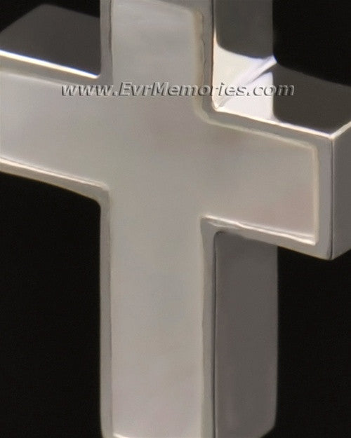 14K White Gold Pearly Cross Urn Necklace