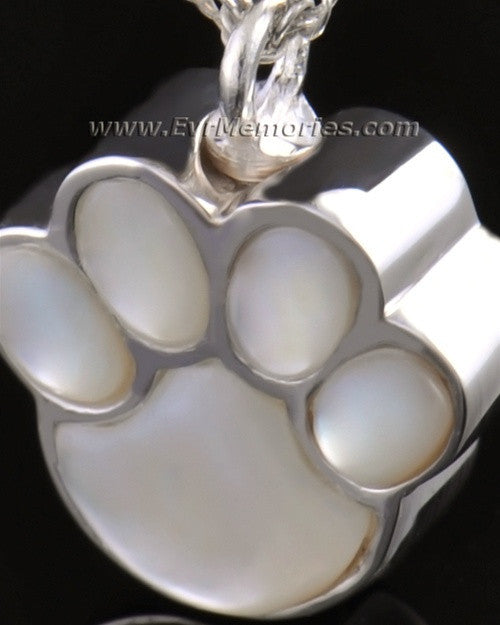 14K White Gold Pearly Paw Funeral Jewelry