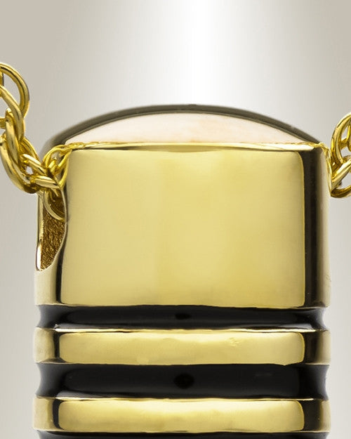 Gold Plated Grooved Cylinder Cremation Keepsake