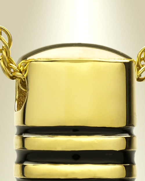 14K Gold Grooved Cylinder Cremation Keepsake