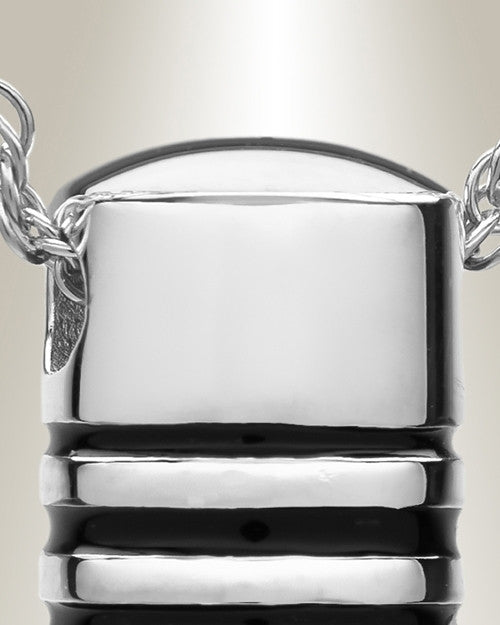 Sterling Silver Grooved Cylinder Jewelry Urn