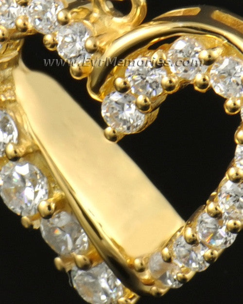 14K Gold Glimmer Heart Funeral Jewelry
