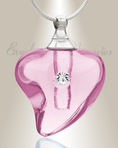 Glass Locket Pink Lovely Cremation Jewelry