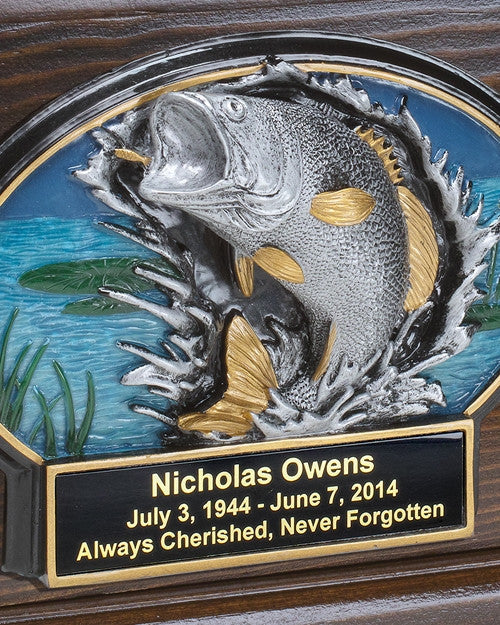 Bass Fishing Wood Cremation Urn