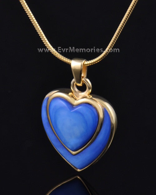 Gold Plated Indigo Heart Memorial Jewelry
