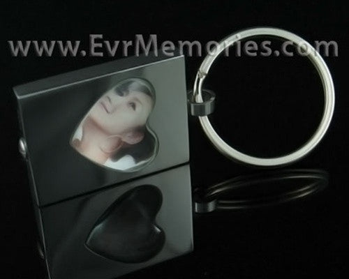 Silver Square Heart Keychain Memorial Jewelry