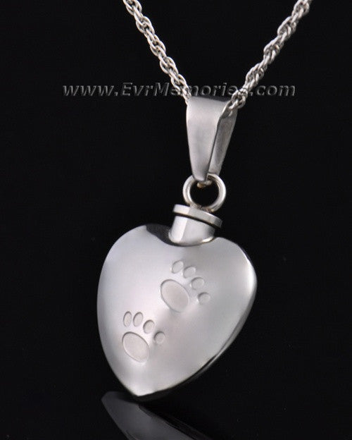Stainless Steel Pawed Heart Pendant Keepsake